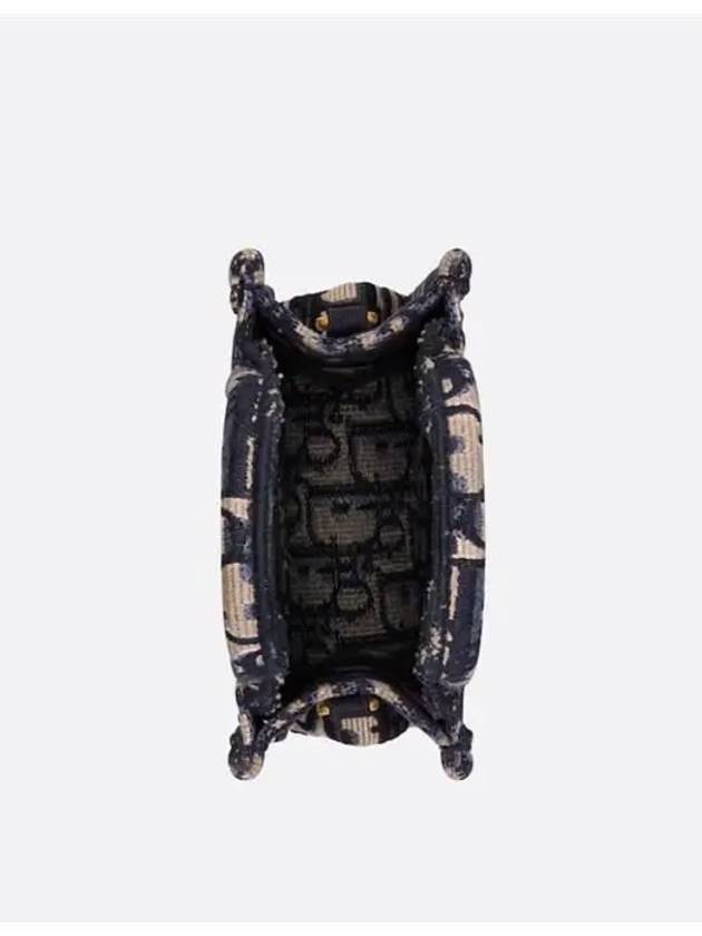 Oblique Embroidery Mini Book Phone Tote Bag Blue Dior