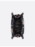 Oblique Embroidery Mini Book Phone Tote Bag Blue Dior