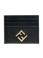 Fendi Logo Diamond Card Wallet Black