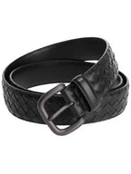 Bottega Veneta Men's Intrecciato Weaving Leather Belt Black