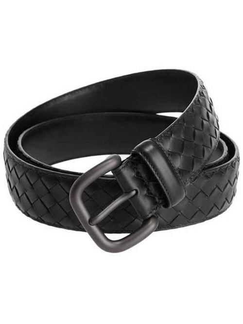 Bottega Veneta Men's Intrecciato Weaving Leather Belt Black