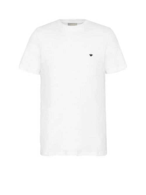Embroidered Bee Cotton Jersey Short Sleeve T-Shirt White Dior