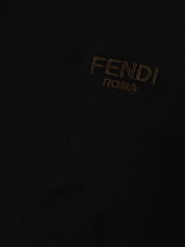 Fendi Cady Jersey Silk Polo Shirt Black