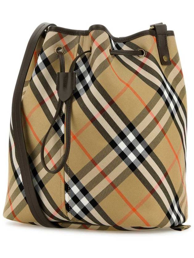 Burberry Check Cotton Bucket Bag Beige
