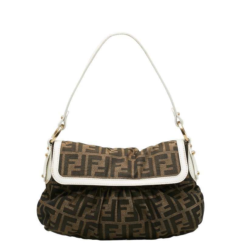 Fendi Zucca Chef Bag Handbag 8BR353 Brown White Canvas Leather