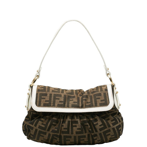 Fendi Zucca Chef Bag Handbag 8BR353 Brown White Canvas Leather