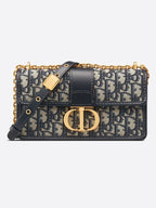 30 Montaigne East West Oblique Jacquard Chain Shoulder Bag Blue Dior