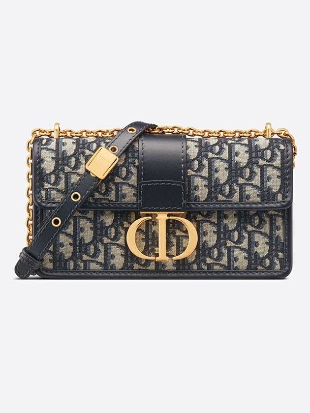 30 Montaigne East West Oblique Jacquard Chain Shoulder Bag Blue Dior