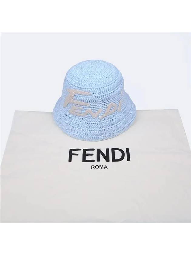 Fendi Embroidered Logo Bucket Hat Light Blue