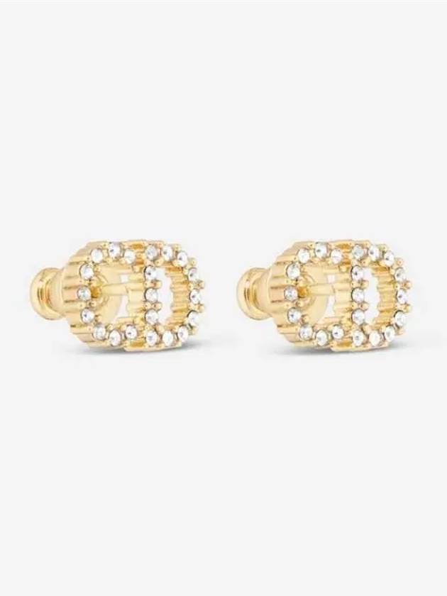 Claire D Lune Finish Metal White Crystal Earrings Gold Dior