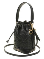 Fendi Mon Tresor FF Motif Leather Mini Bucket Bag Black