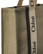 Chloe Woody Large Canvas & Leather Tote