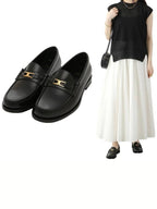 CELINE Luco Triomphe Polished Bull Loafers Black