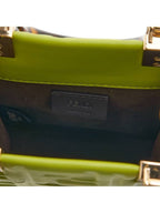 Fendi Sunshine Embossed Logo Leather Mini Cross Bag Green