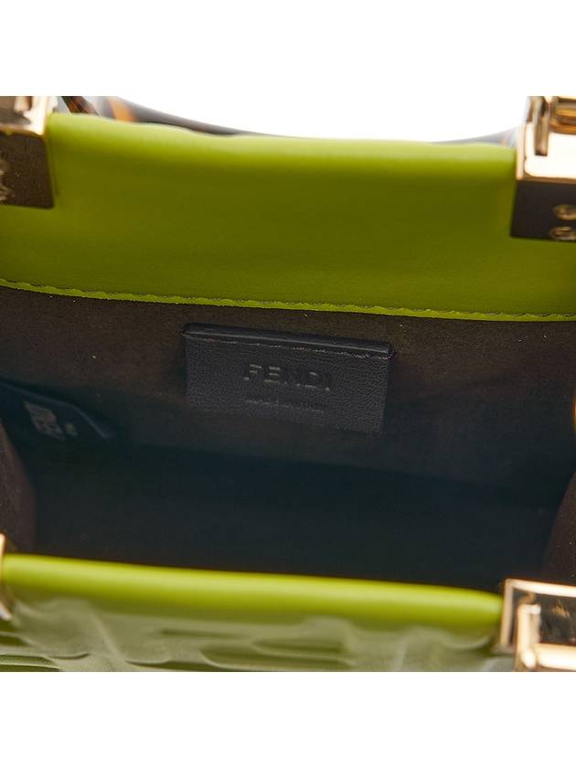 Fendi Sunshine Embossed Logo Leather Mini Cross Bag Green