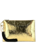 Fendi leather clutch bag gold