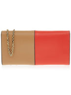 Fendi FF Continental Chain Leather Long Wallet Brown Red