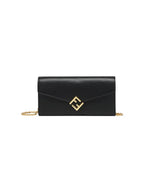 Fendi FF Diamond Continental Chain Long Wallet Black