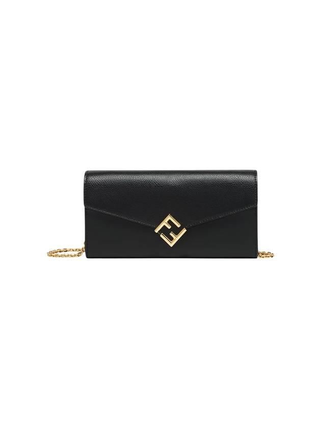 Fendi FF Diamond Continental Chain Long Wallet Black