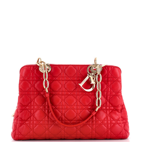 Dior Soft Zipped Shopping Tote Cannage Quilt Lambskin Medium