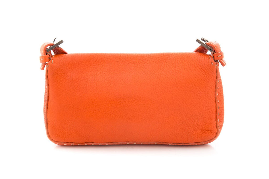 Fendi Orange Leather Baguette Handbag