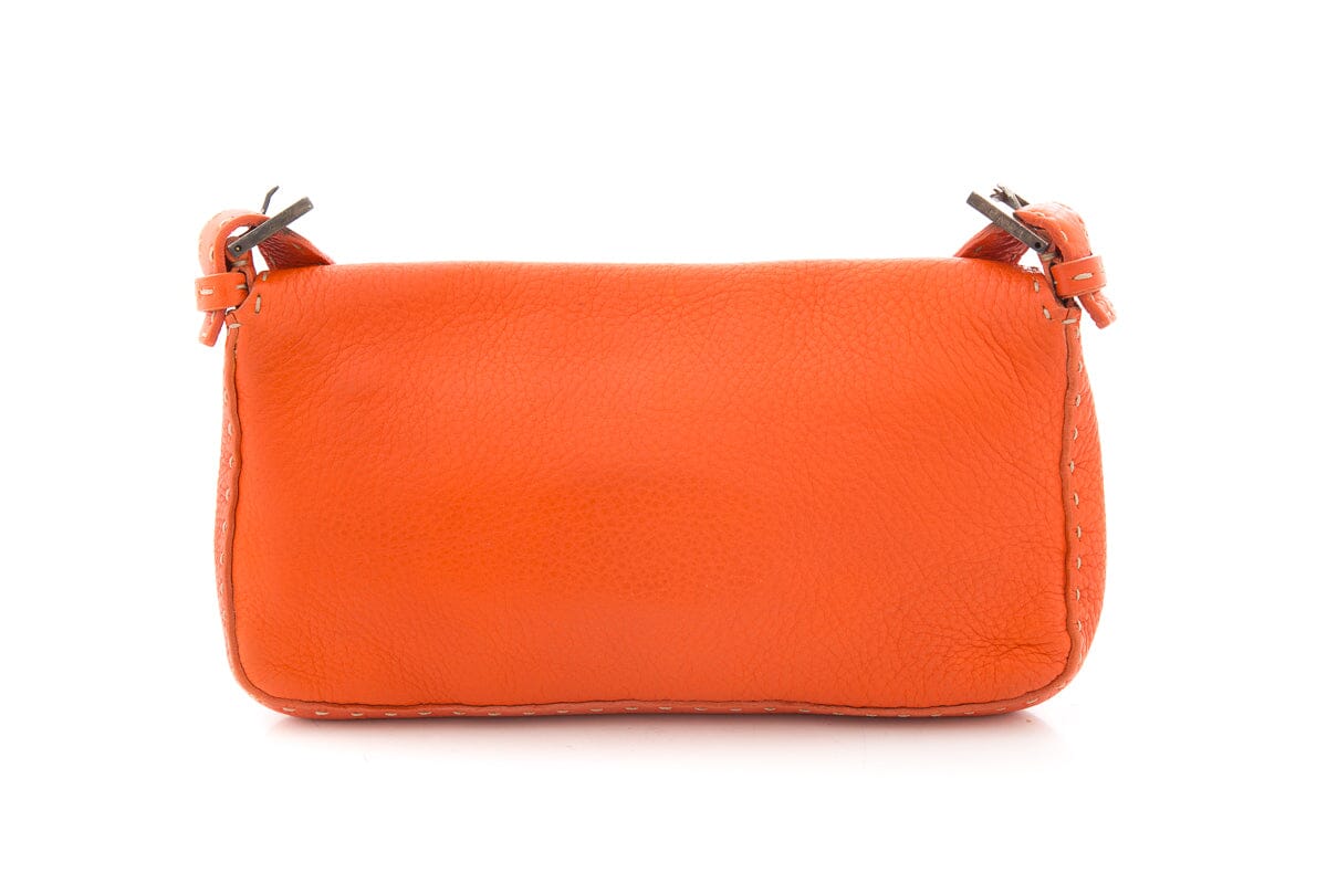 Fendi Orange Leather Baguette Handbag