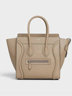CELINE Drummed Calfskin Micro Luggage Tote Bag Dune