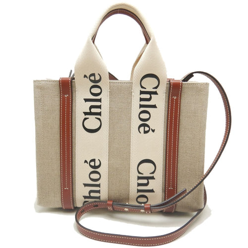 Chloe Woody Small Tote Bag Linen Leather