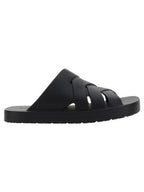 Bottega Veneta Flintston Intrecciato Matte Rubber Sandals Black
