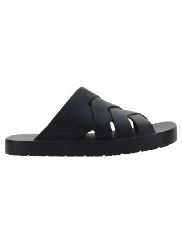 Bottega Veneta Flintston Intrecciato Matte Rubber Sandals Black