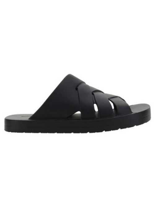 Bottega Veneta Flintston Intrecciato Matte Rubber Sandals Black