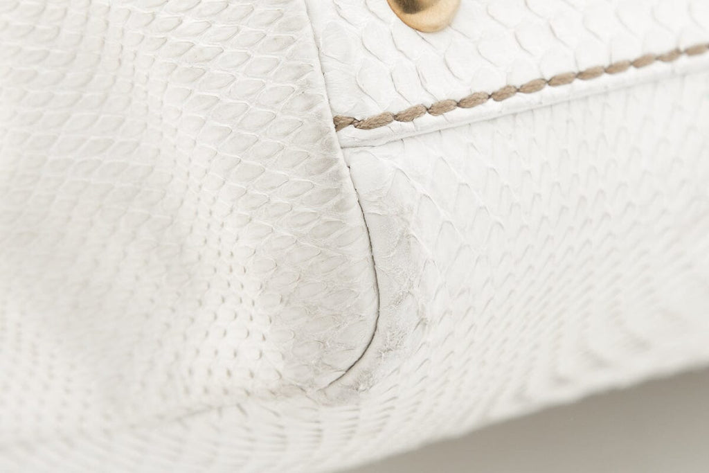 Fendi Cream Python Large Peekaboo Top Handle Bag