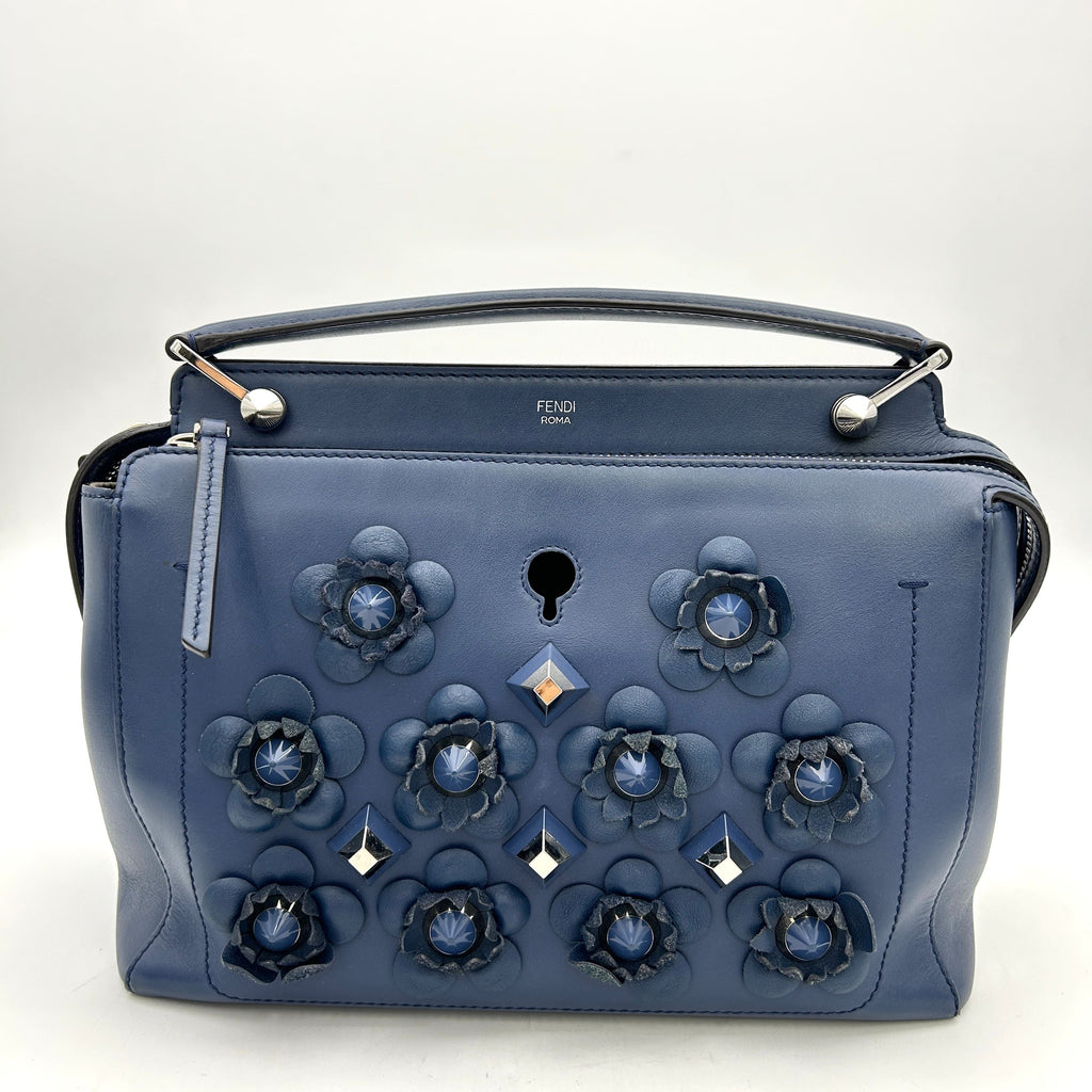 Fendi Flowerland Medium DotCom Handle Bag - Blue Handle Bags, Handbags LA14984