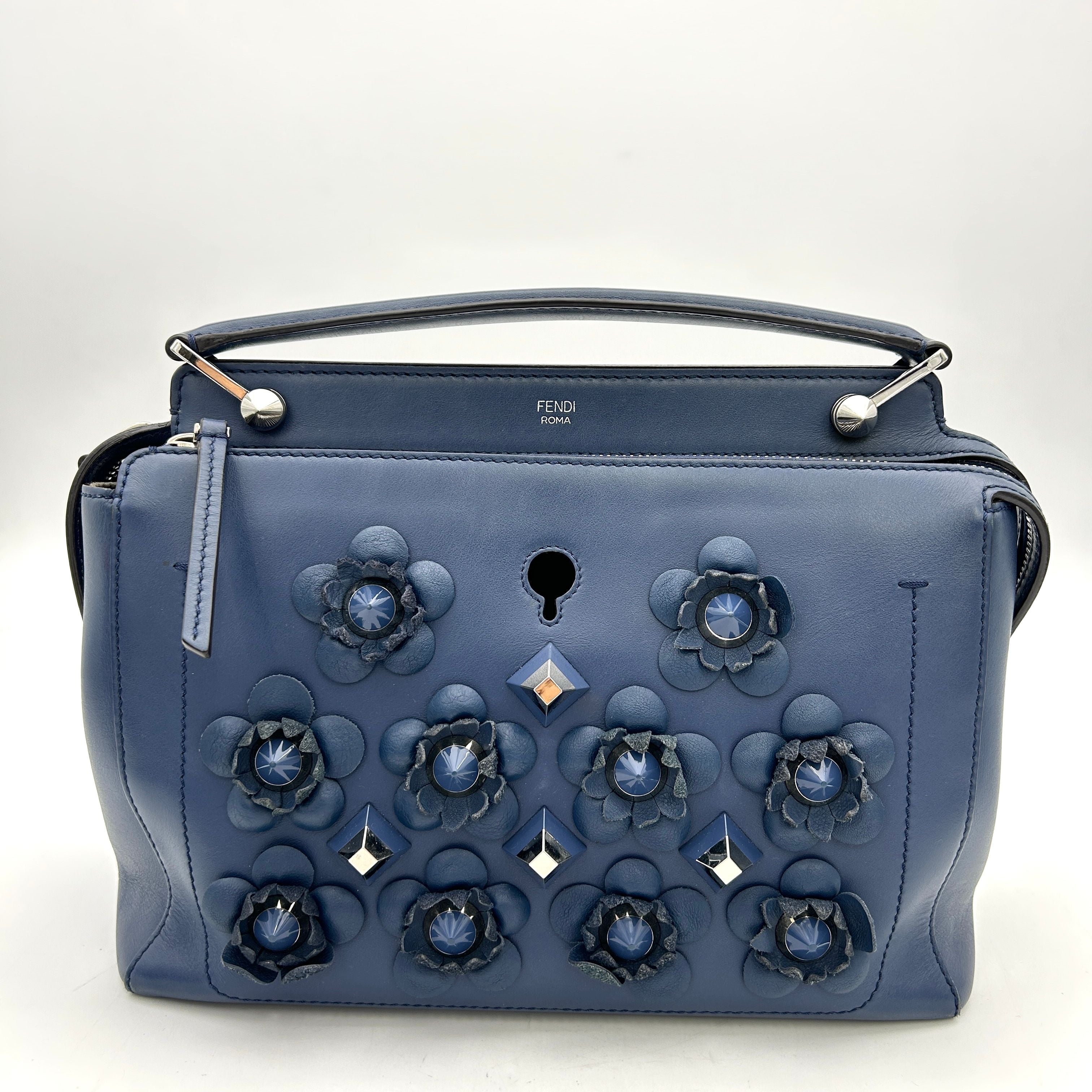 Fendi Flowerland Medium DotCom Handle Bag - Blue Handle Bags, Handbags LA14984