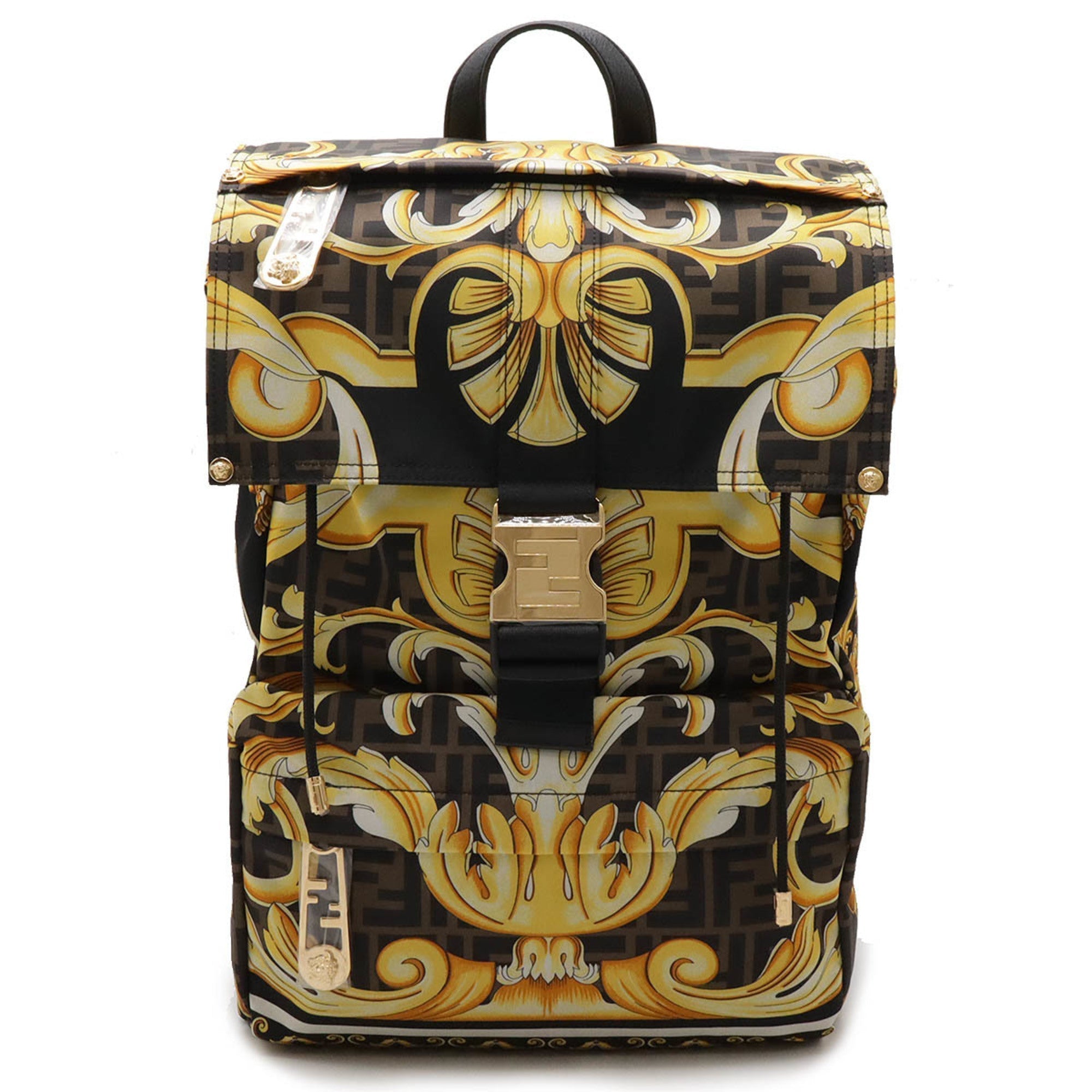 Fendi  yellow Nylon Leather Backpack ()