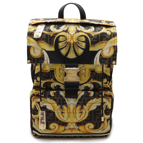 Fendi  yellow Nylon Leather Backpack ()