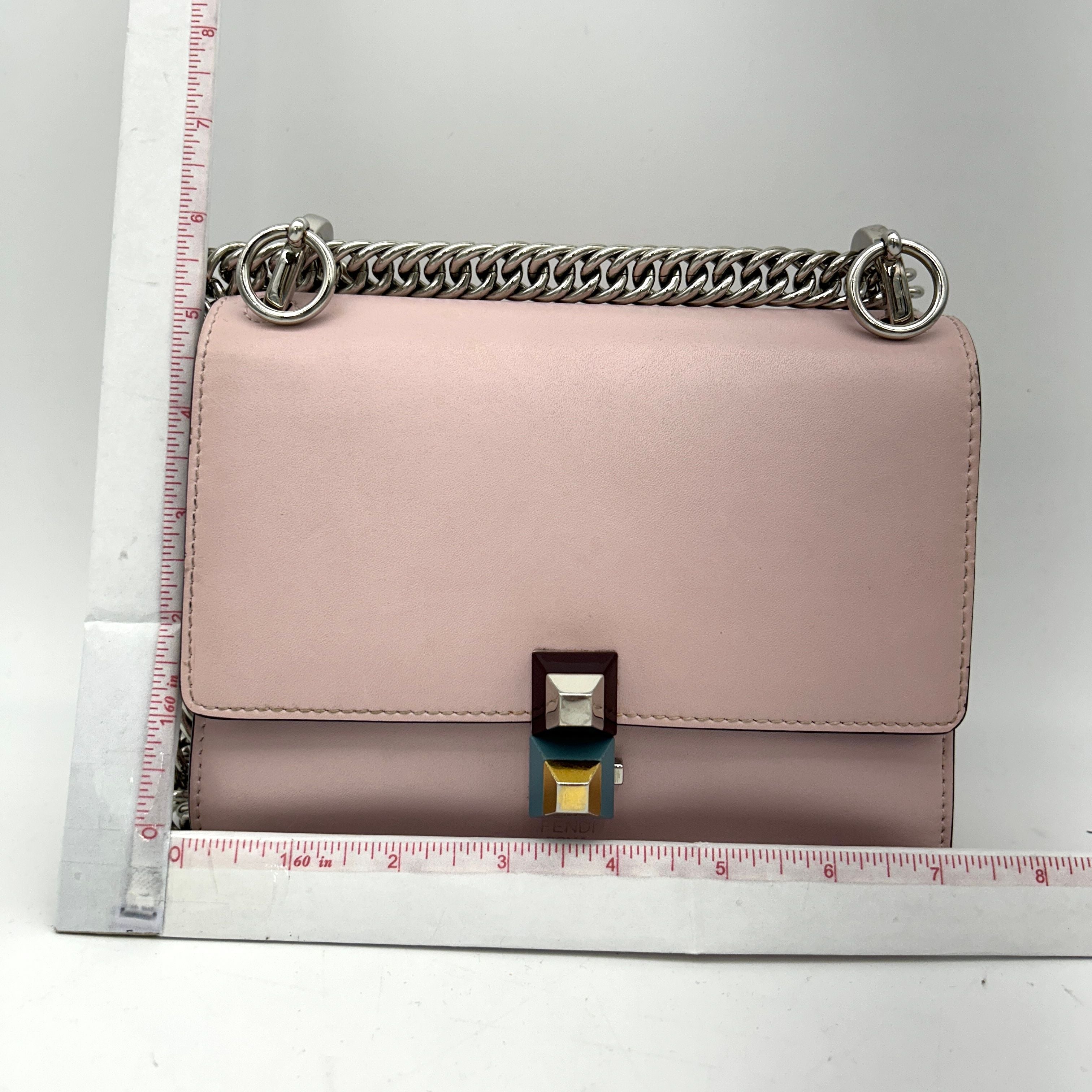 FENDI Vitello Liberty Studded Small Kan I Shoulder Bag Peonia Multicolor LA14609