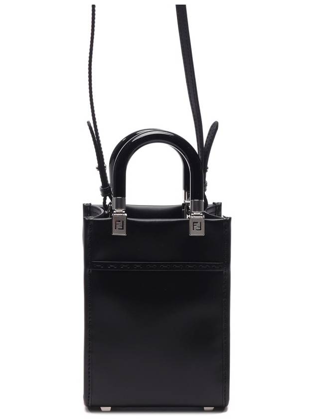 Fendi Sunshine Shopper Small Leather Tote Bag Black