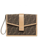 Fendi FF Logo Clutch Bag Brown