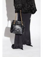 Balenciaga Crush Small Leather Shoulder Bag Black