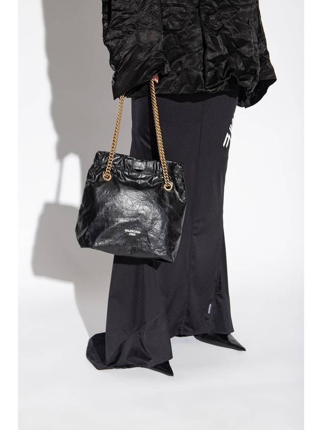 Balenciaga Crush Small Leather Shoulder Bag Black