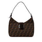 Fendi Zucca Canvas Leather Shoulder Bag