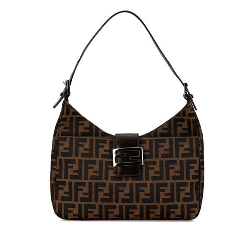 Fendi Zucca Canvas Leather Shoulder Bag