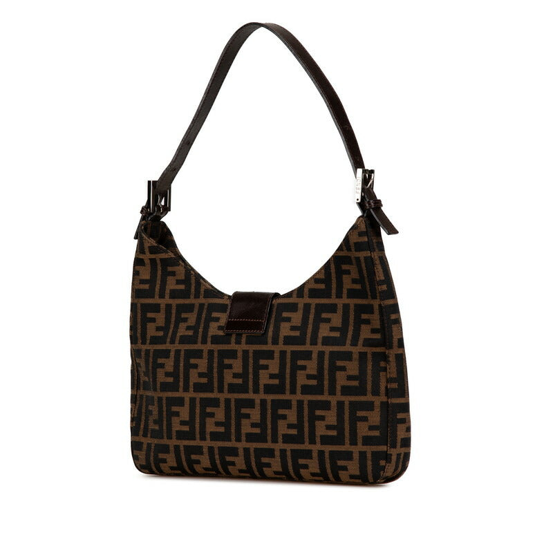 Fendi Zucca Canvas Leather Shoulder Bag