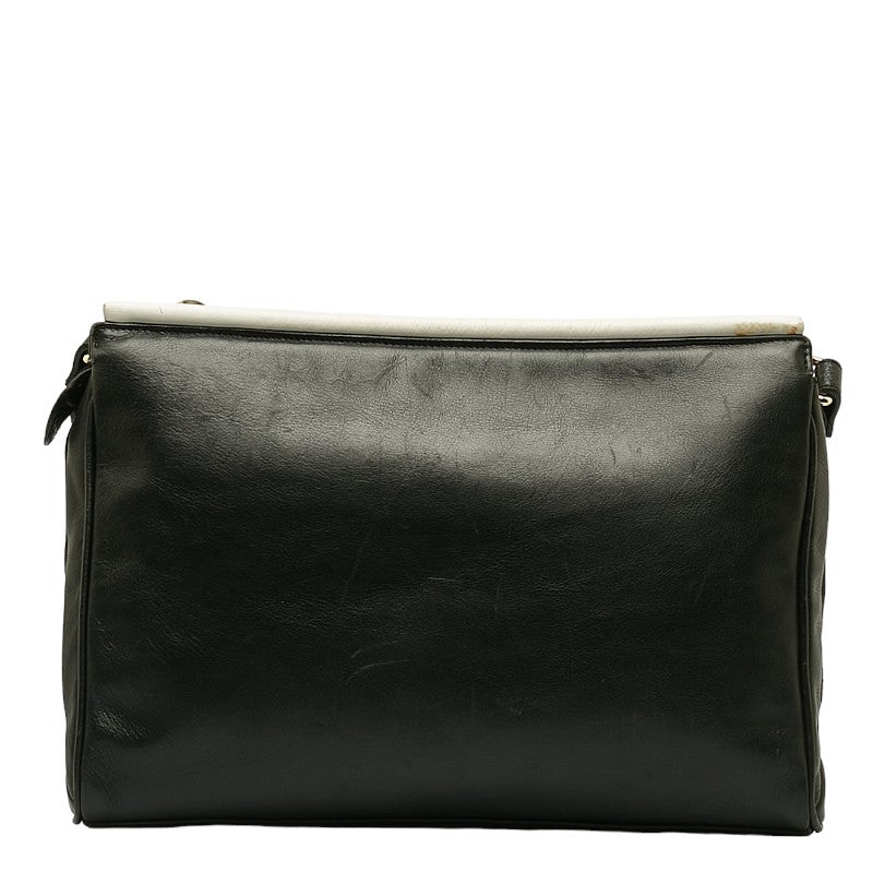 Fendi Diagonal Shoulder Bag C14027 Black Leather Women's