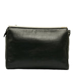Fendi Diagonal Shoulder Bag C14027 Black Leather Women's