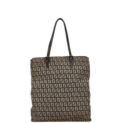 Fendi Zucca Canvas Leather Tote Handbag