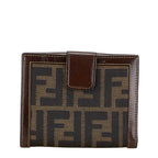 Fendi Zucca Compact Wallet Brown Canvas Leather