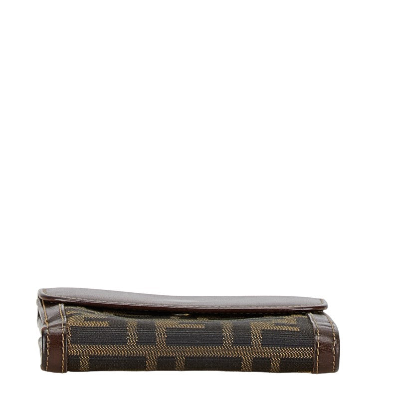 Fendi Zucca Compact Wallet Brown Canvas Leather