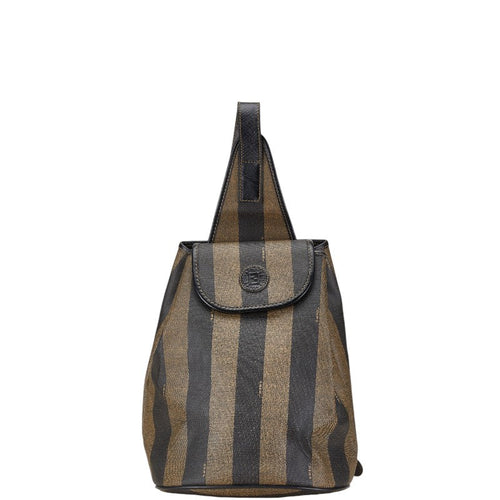 Fendi Pequin Backpack Brown Black PVC Leather
